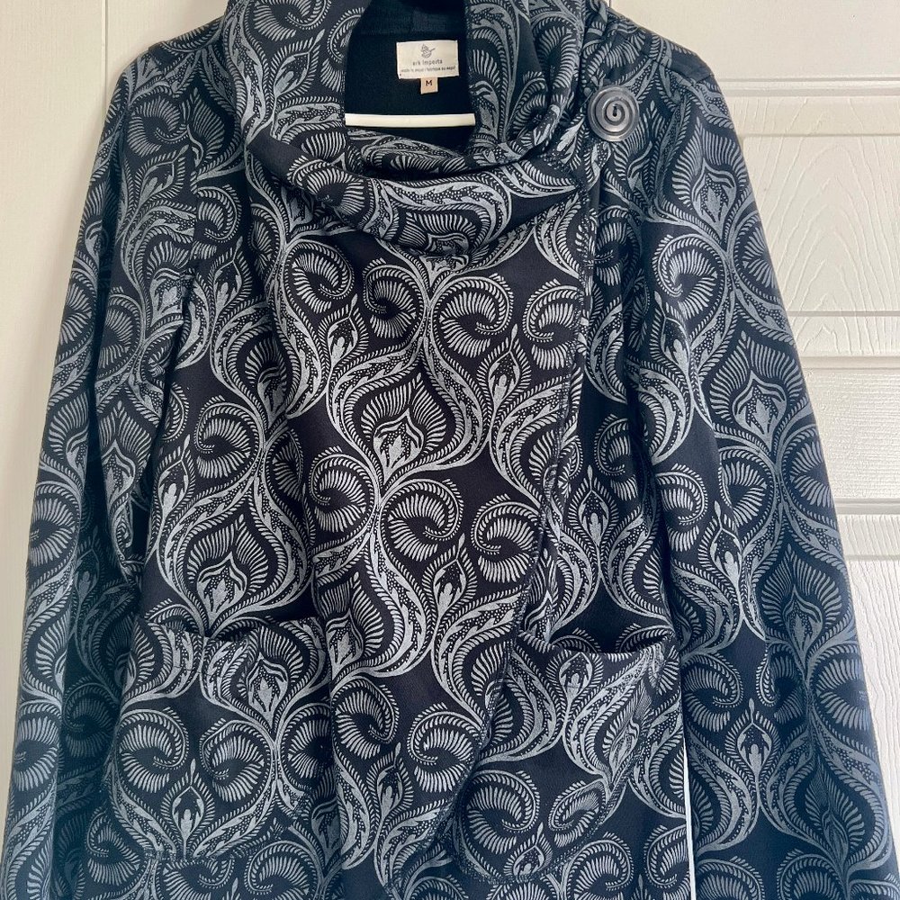 Nepalese cotton jacket in black and grey print